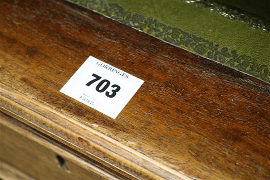 A reproduction mahogany pedestal desk, W.122cm